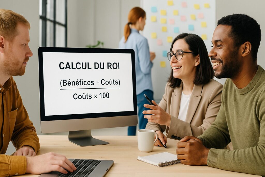 Une équipe calcule le ROI formation